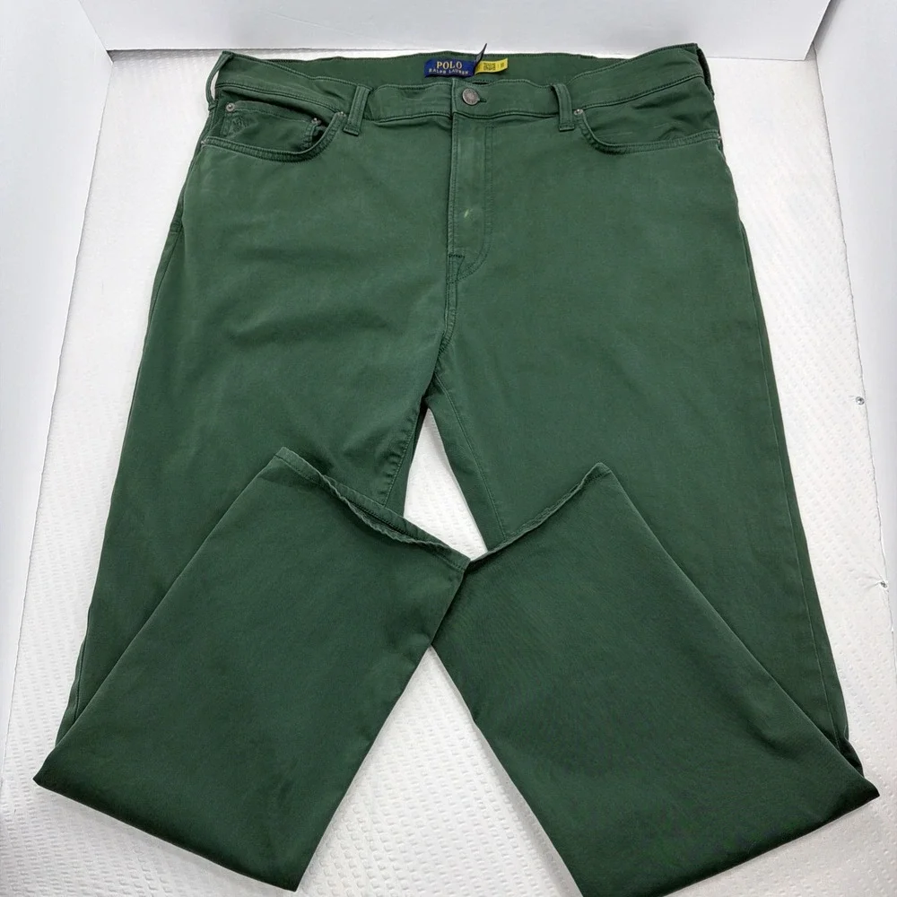 Polo Ralph Lauren Olive Green Varick Slim Straight Jeans Men 38x30 Preppy Pants
